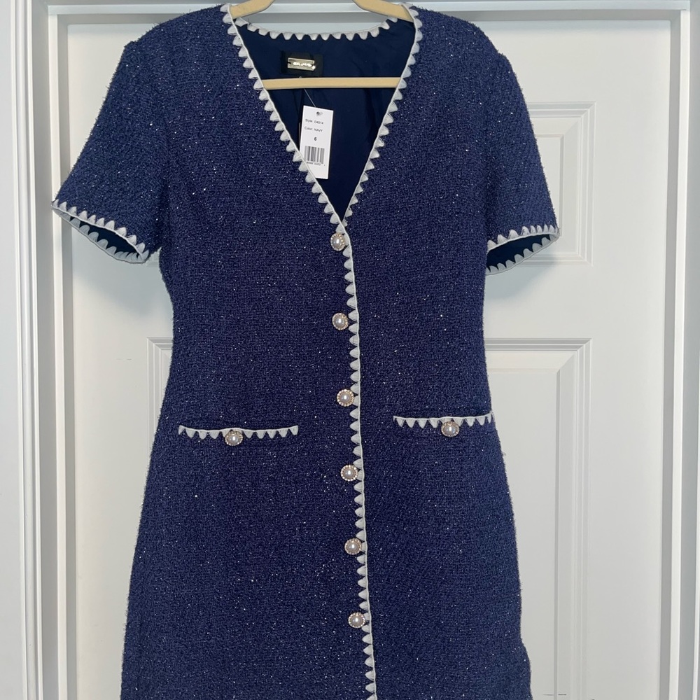 Button Front Tweed Dress - Picture 3 of 7